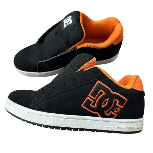 DC Other - DC Skate Leather Sneakers Size 8.5 Black & Orange NO LACES Mens Court RS